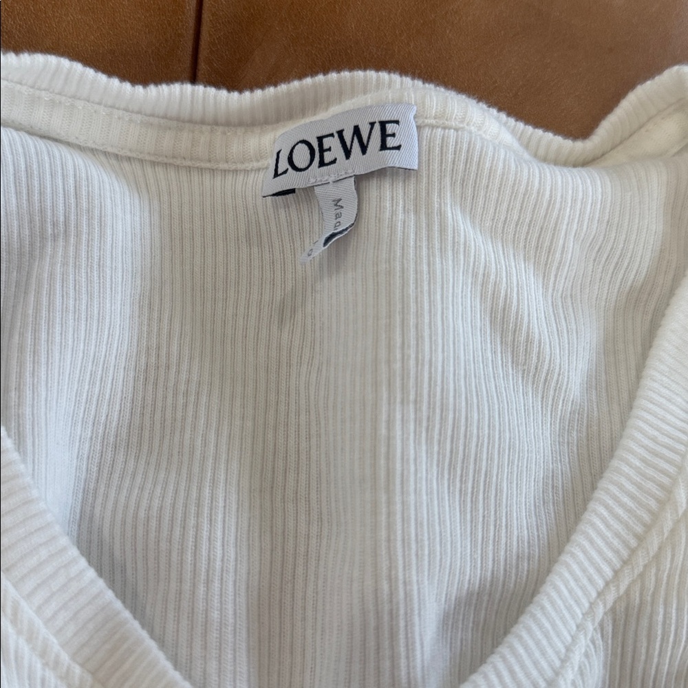 Loewe White Ribbed Logo Crop Tank - Picture 2 of 4